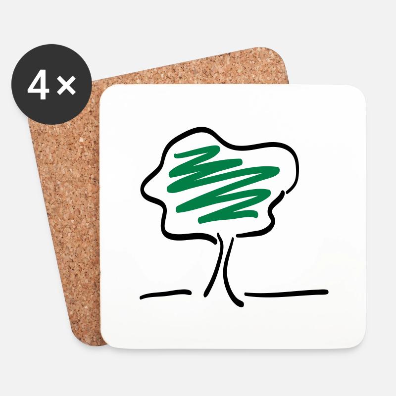 baum - Untersetzer (4er-Set) - Weiß