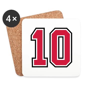 10 sports jersey football number - Dessous de verre (lot de 4) - blanc - Devant