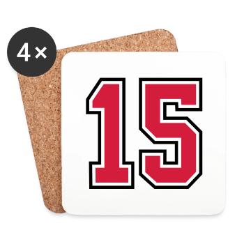 15 sports jersey football number - Dessous de verre (lot de 4) - blanc - Devant