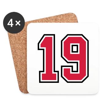 19 sports jersey football number - Dessous de verre (lot de 4) - blanc - Devant