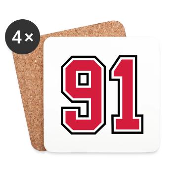 91 sports jersey football number - Coasters (set of 4) - white - Front