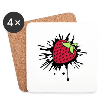 collx couleur goutte graffiti fraise fruité fuite - Dessous de verre (lot de 4) - blanc - Devant