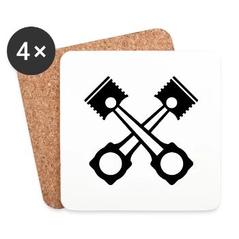 zylinder_kolben_f1 - Coasters (set of 4) - white - Front