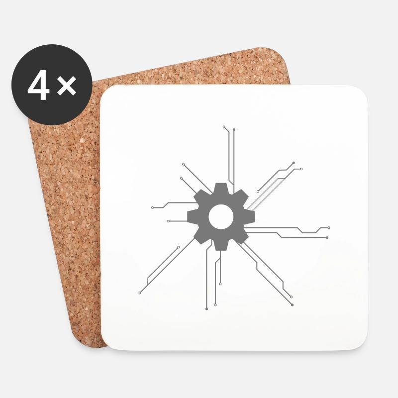 mikrochip schaltkreis daten elektrisch digital arb - Untersetzer (4er-Set) - Weiß