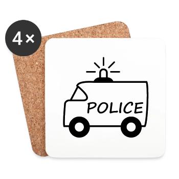police_truck - Dessous de verre (lot de 4) - blanc - Devant