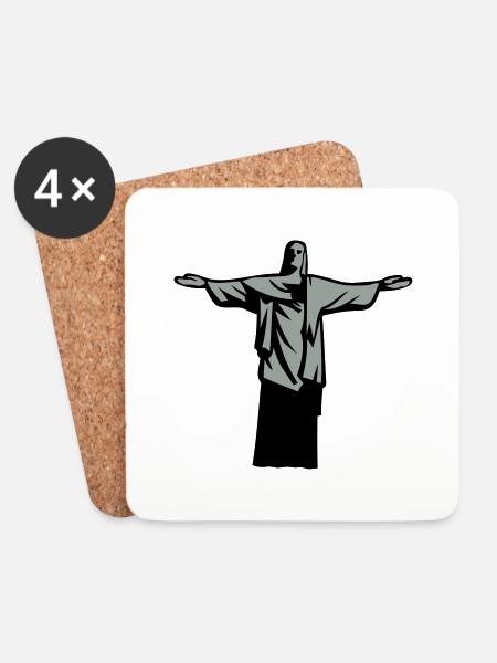 christ redeemer statue rio janeiro - Coasters (set of 4) - white