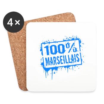 100% marseillais bleu - Dessous de verre (lot de 4) - blanc - Devant
