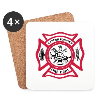 blason sapeur pompier - Dessous de verre (lot de 4) - blanc - Devant