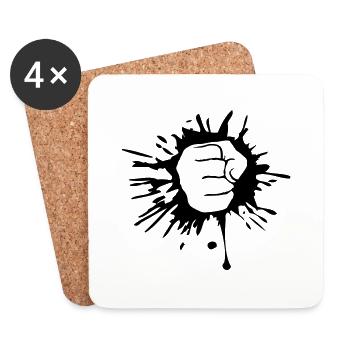 klecks tropfen farbe graffiti faust hand geballt a - Untersetzer (4er-Set) - Weiß - Vorne