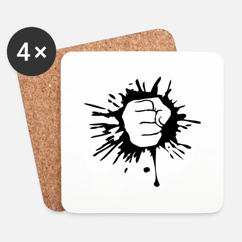 klecks tropfen farbe graffiti faust hand geballt a - Untersetzer (4er-Set) - Weiß