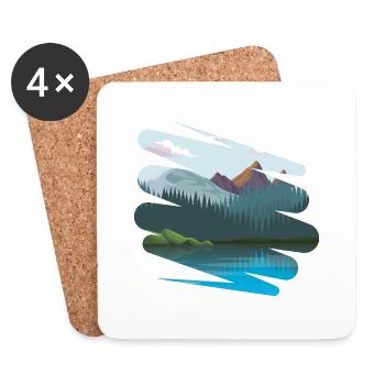 Landscape with even more mountains - Coasters (set of 4) - white - Front