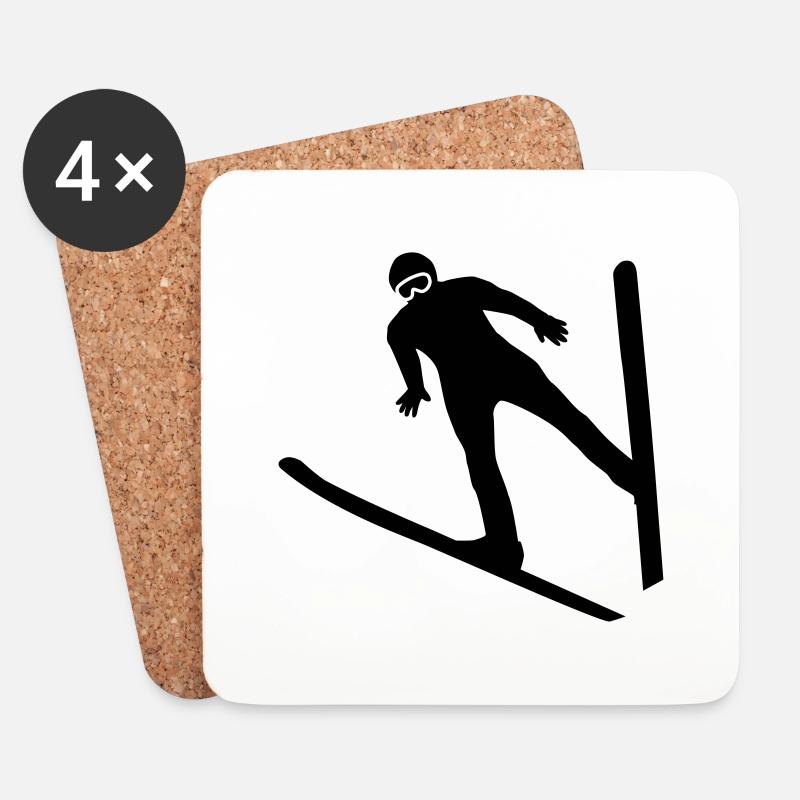 Skispringer - Untersetzer (4er-Set) - Weiß