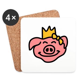 Pricess Pig Head - Dessous de verre (lot de 4) - blanc - Devant