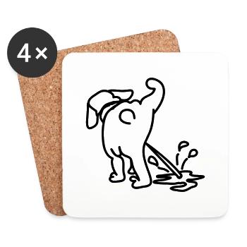 pinkelhund - Untersetzer (4er-Set) - Weiß - Vorne
