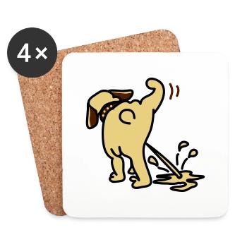 pinkelhund - Untersetzer (4er-Set) - Weiß - Vorne
