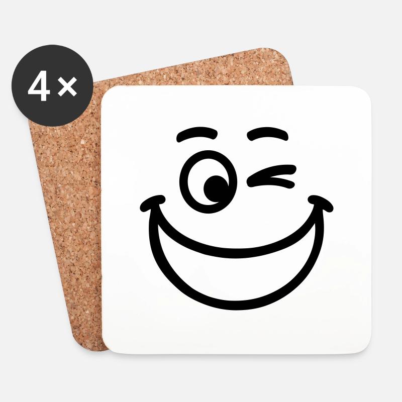 Smiley - Coasters (set of 4) - white