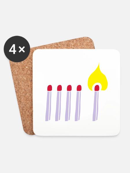 Streichholz Matchsticks Feuer Fire brennen burning - Untersetzer (4er-Set) - Weiß