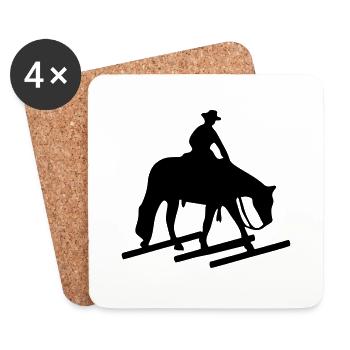 Trail Silhouette walk Over Ranch Horse Trailhorse - Untersetzer (4er-Set) - Weiß - Vorne