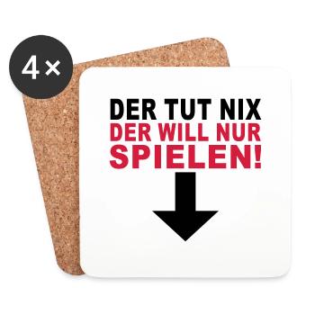 der tut nix der will nur spielen - Untersetzer (4er-Set) - Weiß - Vorne
