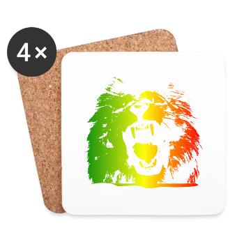 lion rasta - Dessous de verre (lot de 4) - blanc - Devant