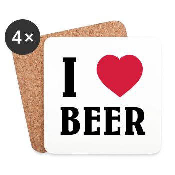 I Love Beer - Coasters (set of 4) - white - Front