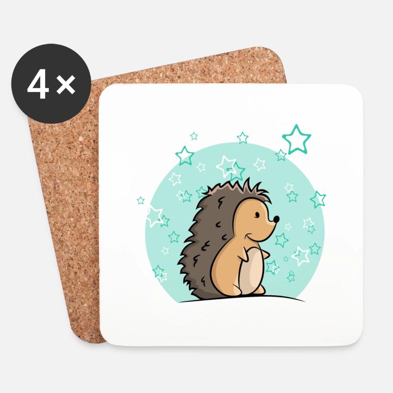 Igel Junge mit Sternen - Untersetzer (4er-Set) - Weiß