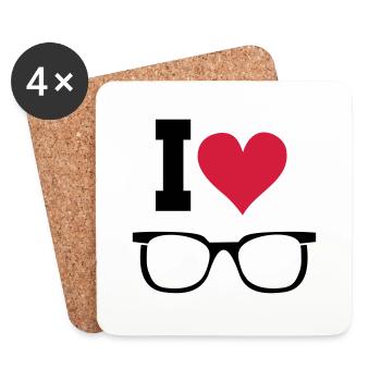 Lunettes de soleil lunettes coeur Déclaration cadeau - Dessous de verre (lot de 4) - blanc - Devant