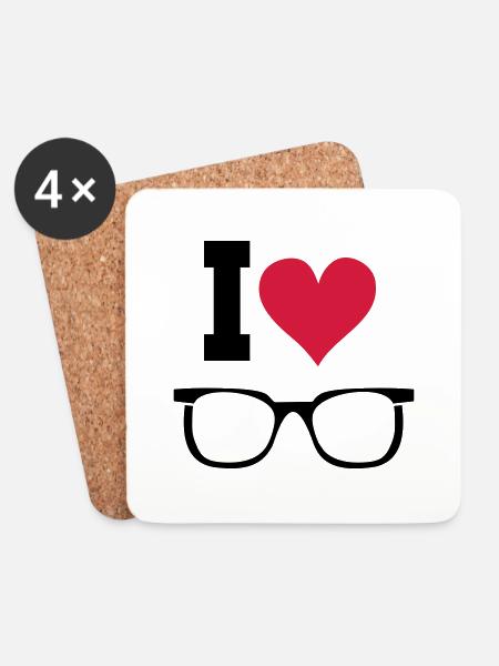 Brille Sonnenbrille Herz Statement Geschenk - Untersetzer (4er-Set) - Weiß