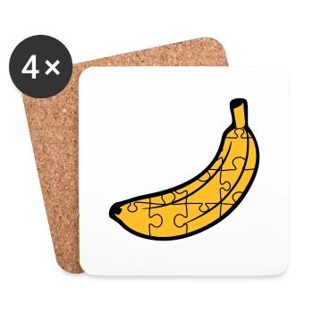 puzzle banane fruits nourriture faim délicieux amour muste - Dessous de verre (lot de 4) - blanc - Devant