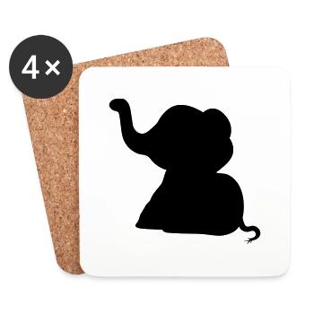 éléphant assis silhouette veau doux petit enfant - Dessous de verre (lot de 4) - blanc - Devant