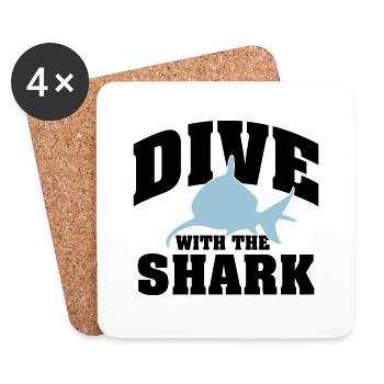 Tauchen: Dive with the shark - Untersetzer (4er-Set) - Weiß - Vorne