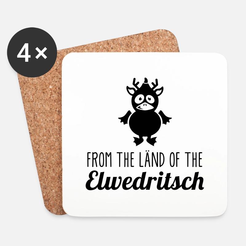 Elwedritsch - Pfalz - Dialekt - RLP pfälzisch - 1C - Untersetzer (4er-Set) - Weiß