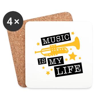 trompete_music_is_life_ge2 - Dessous de verre (lot de 4) - blanc - Devant