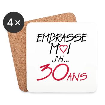 30 ans embrasse moi anniversaire - Dessous de verre (lot de 4) - blanc - Devant
