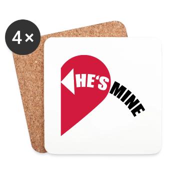 He's Mine Love Heart - Untersetzer (4er-Set) - Weiß - Vorne