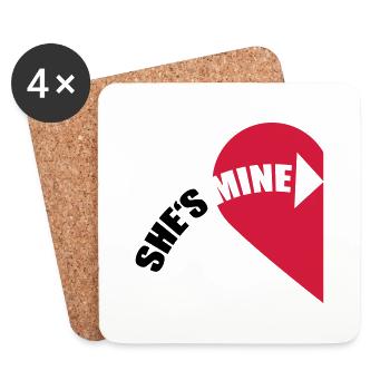 She's Mine Love Heart - Coasters (set of 4) - white - Front