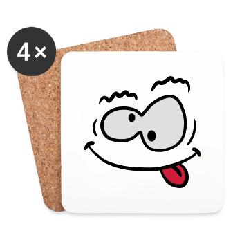 Visage souriant de fou bizarre drôle - Dessous de verre (lot de 4) - blanc - Devant