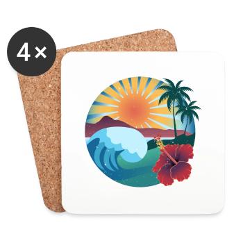 Vibes of Hawaii - Untersetzer (4er-Set) - Weiß - Vorne
