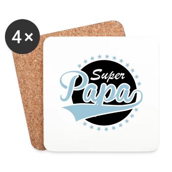 Super Papa - Untersetzer (4er-Set) - Weiß - Vorne