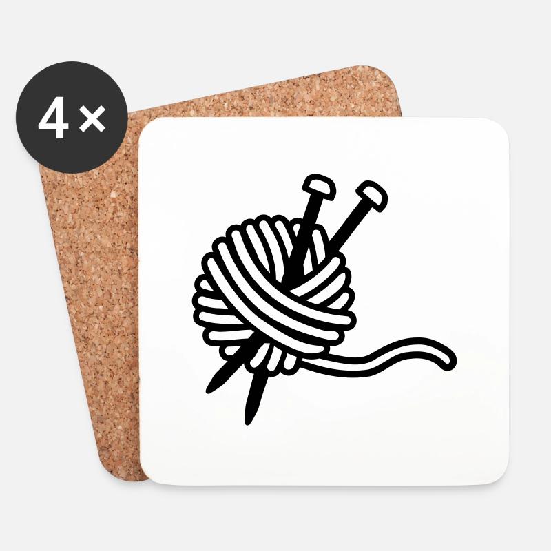 Stricken - Untersetzer (4er-Set) - Weiß