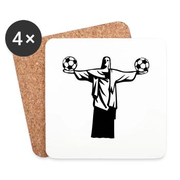 football statue brazil rio janeiro christ - Coasters (set of 4) - white - Front
