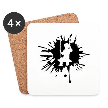 klecks schaukel graffiti tropfen spritzer silhouet - Untersetzer (4er-Set) - Weiß - Vorne