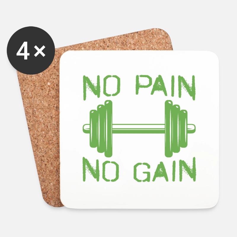 No Pain No Gain - Untersetzer (4er-Set) - Weiß