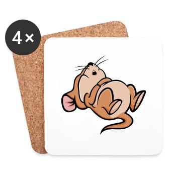 Schlafen Maus - Untersetzer (4er-Set) - Weiß - Vorne