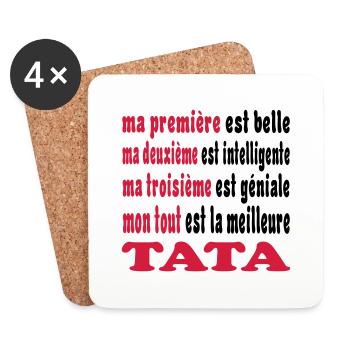 Ma première est belle C'EST LA MEILLEURE TATA 333 - Coasters (set of 4) - white - Front