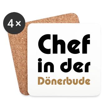 Chef in der Dönerbude - Untersetzer (4er-Set) - Weiß - Vorne