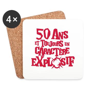 50 ans caractere explosif anniversaire - Dessous de verre (lot de 4) - blanc - Devant