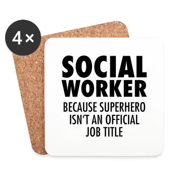 Social Worker - Hero - Coasters (set of 4) - white - Front