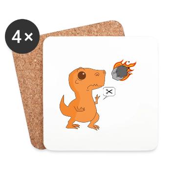 Dinosaurier Stein Papierschere - Untersetzer (4er-Set) - Weiß - Vorne