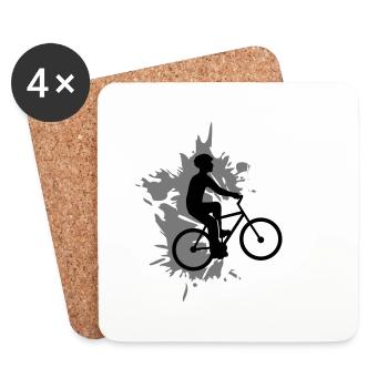 Blob Drop Splashes Color Bike Driving Silho - Coasters (set of 4) - white - Front